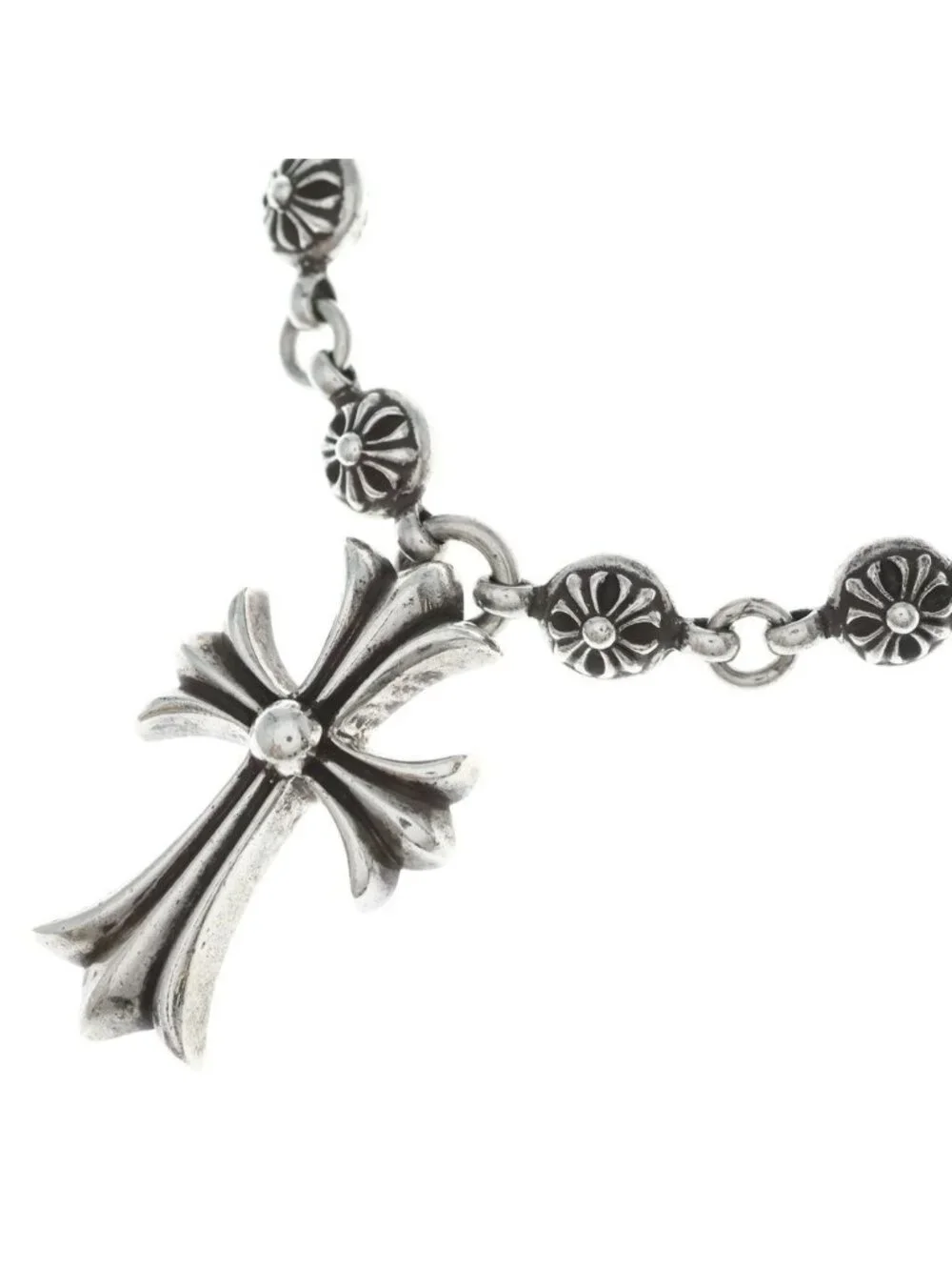Chrome Hearts 1 Crsbl Chn Sml CH Crs Cross Ball Chain Small CH Necklace Silver